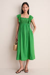 Green Eliza Solid Sleeveless Midi Dress