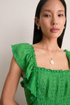 Green Eliza Solid Sleeveless Midi Dress