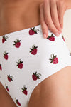 Cream Bindi Strawberry High Waisted Bikini Bottom