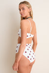 Cream Bindi Strawberry Tie Bikini Top