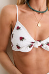 Cream Bindi Strawberry Tie Bikini Top