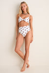 Cream Bindi Strawberry Tie Bikini Top