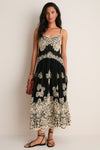Black Gracelyn Lace Embroidery Maxi Slip Dress