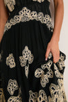 Black Gracelyn Lace Embroidery Maxi Slip Dress
