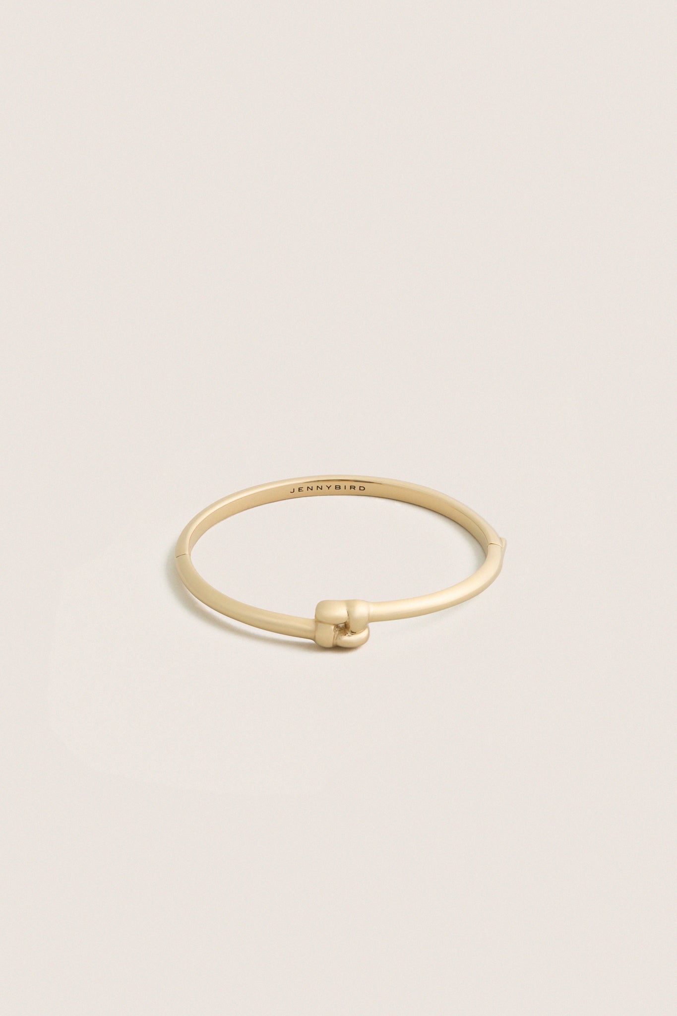 High Polish Gold Slim Woven Square Bangle | Jenny Bird