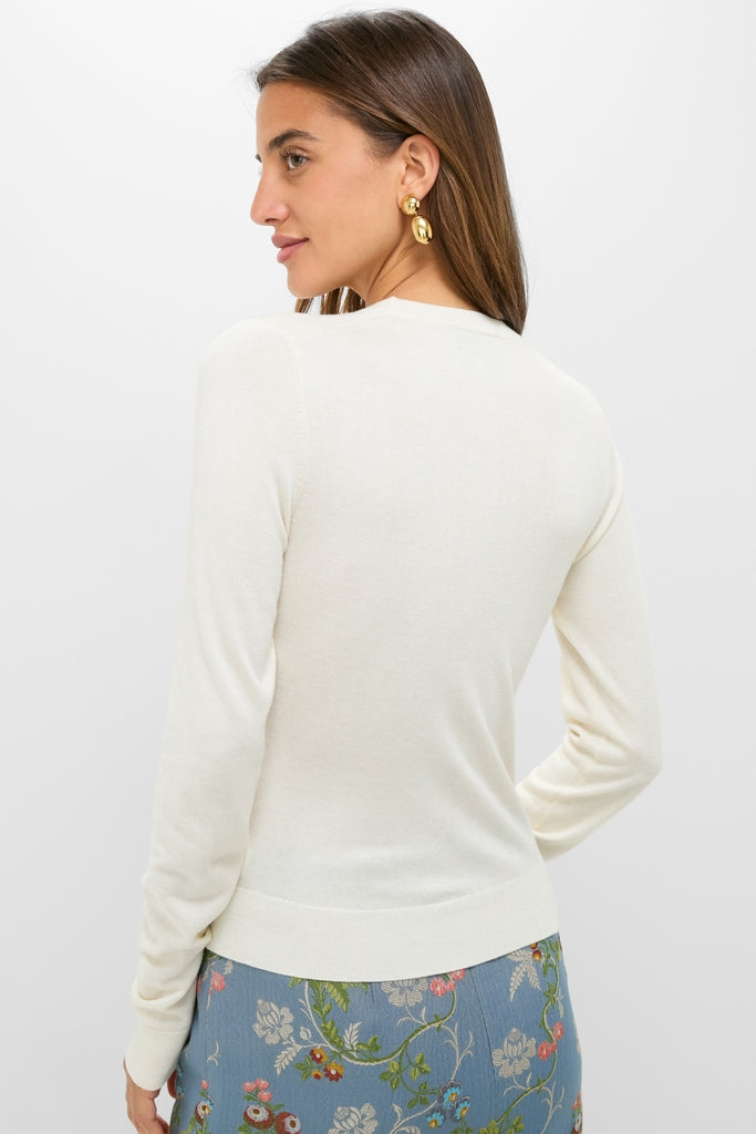 Ivory Cashmere Silk Long Sleeve Katie Tee
