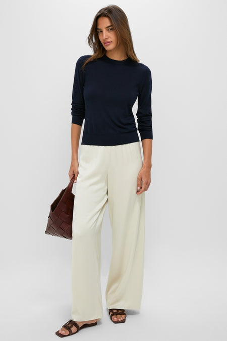 Navy Cashmere Silk Long Sleeve Katie Tee