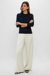 Navy Cashmere Silk Long Sleeve Katie Tee