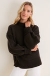 Espresso Genevieve Cashmere Wool Blend Crewneck Sweater