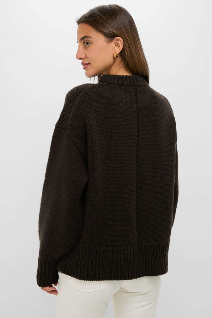 Espresso Genevieve Cashmere Wool Blend Crewneck Sweater