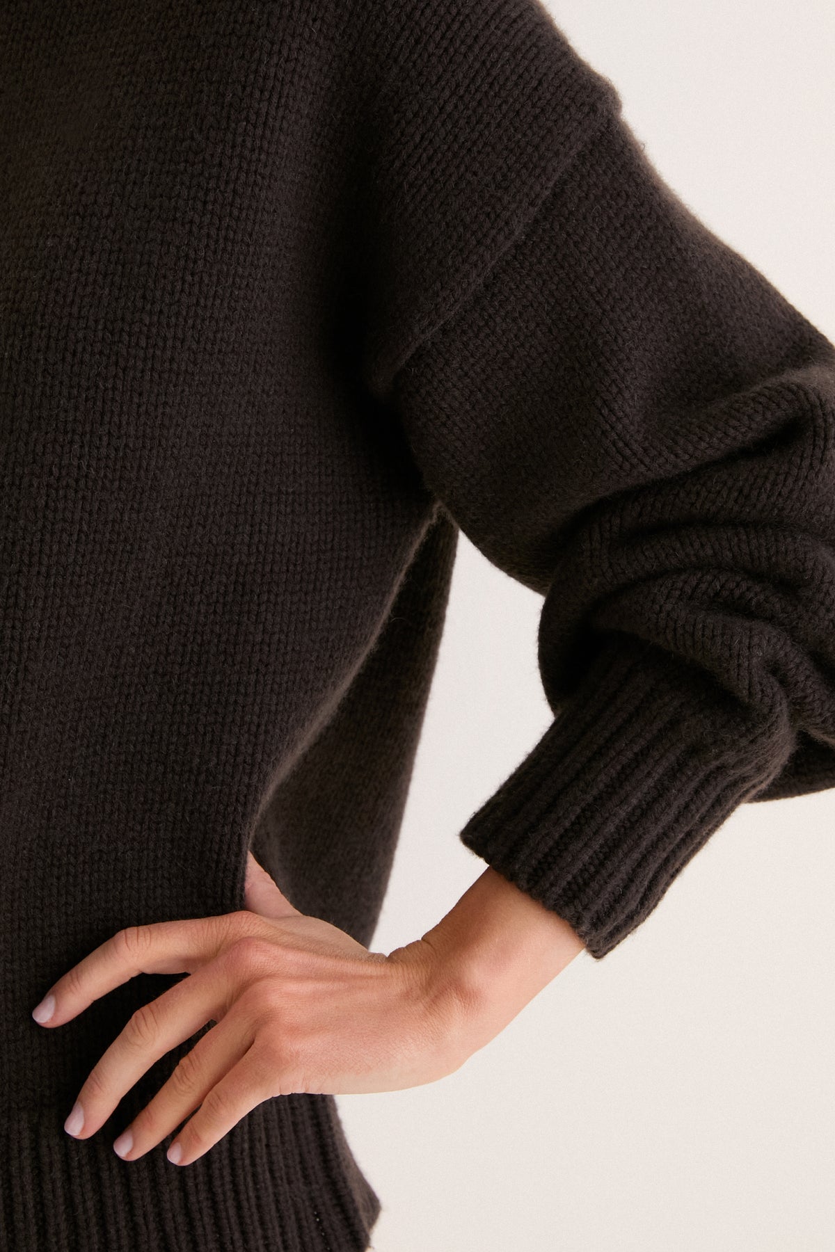 Espresso Genevieve Cashmere Wool Blend Crewneck Sweater