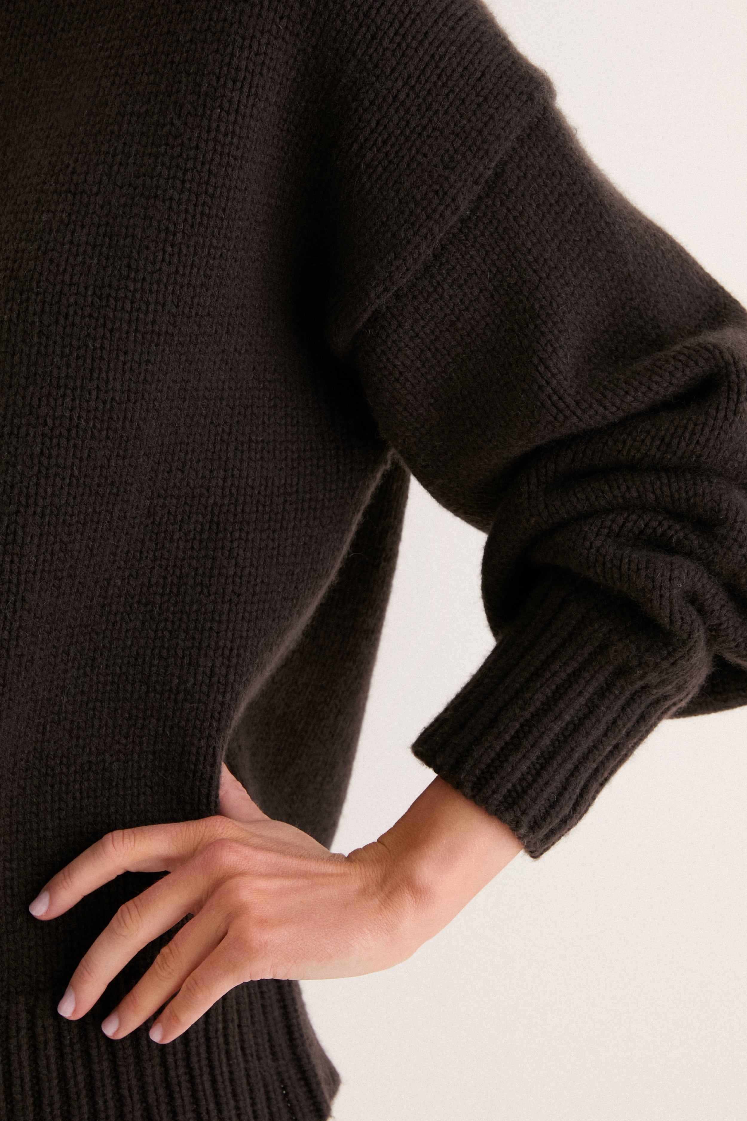 Espresso Genevieve Cashmere Wool Blend Crewneck Sweater