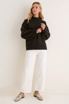 Espresso Genevieve Cashmere Wool Blend Crewneck Sweater