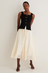 Black and Ivory Square Neck Vest Midi Dress