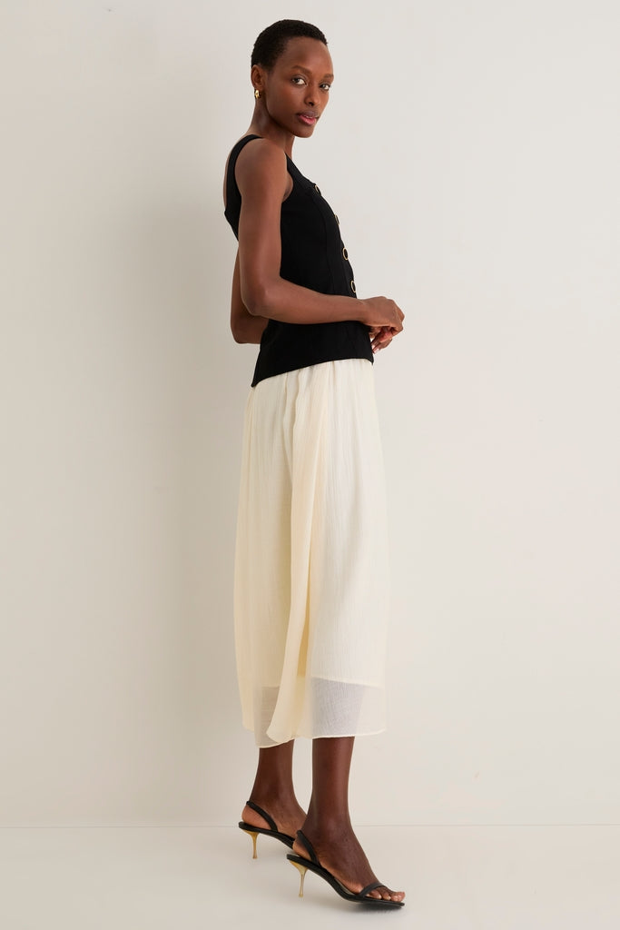Black and Ivory Square Neck Vest Midi Dress | Moon River