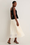 Black and Ivory Square Neck Vest Midi Dress