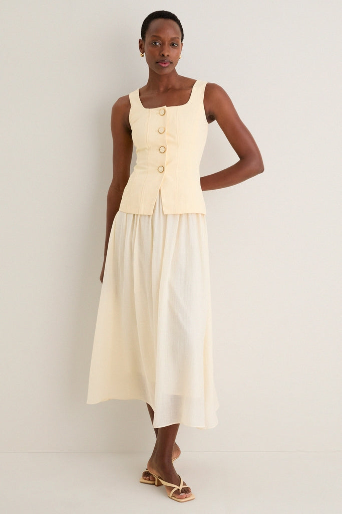 MOON RIVER Sleeveless Two-Piece Dress in Yellow/Ivory at Nordstrom, Size Large