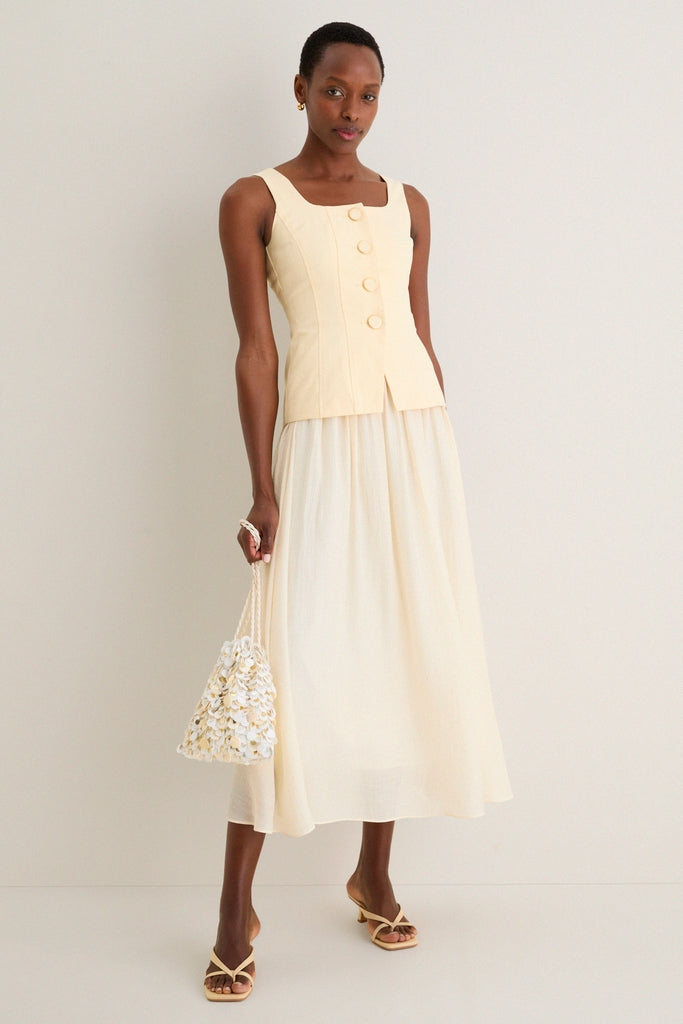 MOON RIVER Sleeveless Two-Piece Dress in Yellow/Ivory at Nordstrom, Size Large
