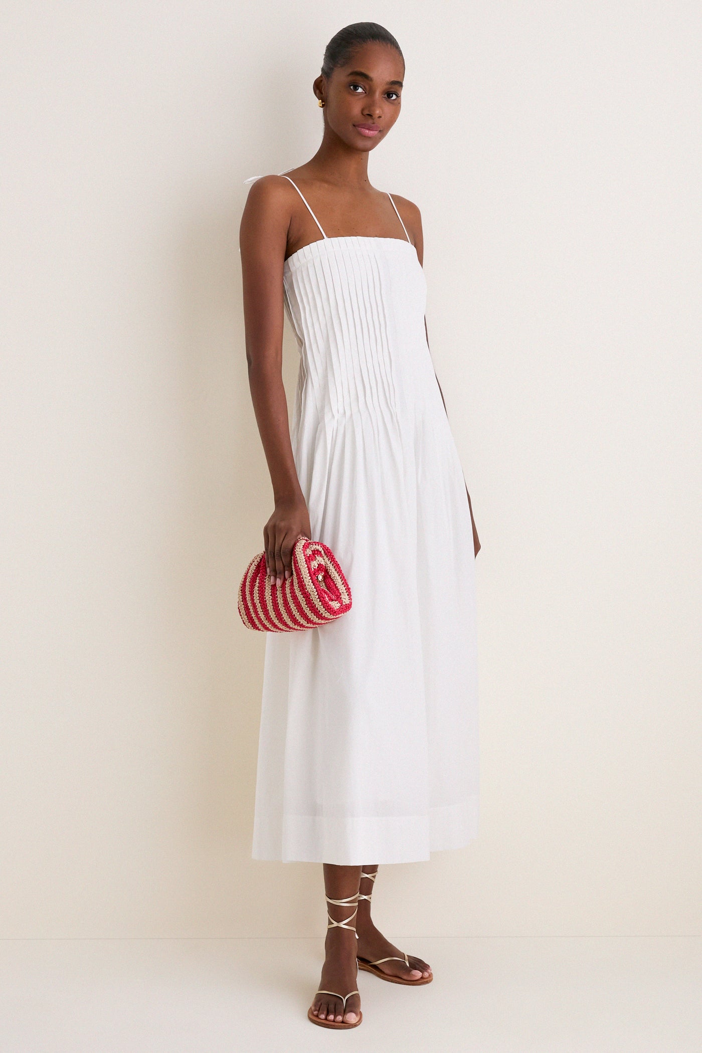 Off White Pleated Front Detail Midi Dress | Moon River Off White Pleated Front Detail Midi Dress | Moon River