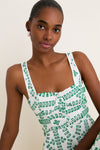 Green Multi Embroidered Detail Midi Dress
