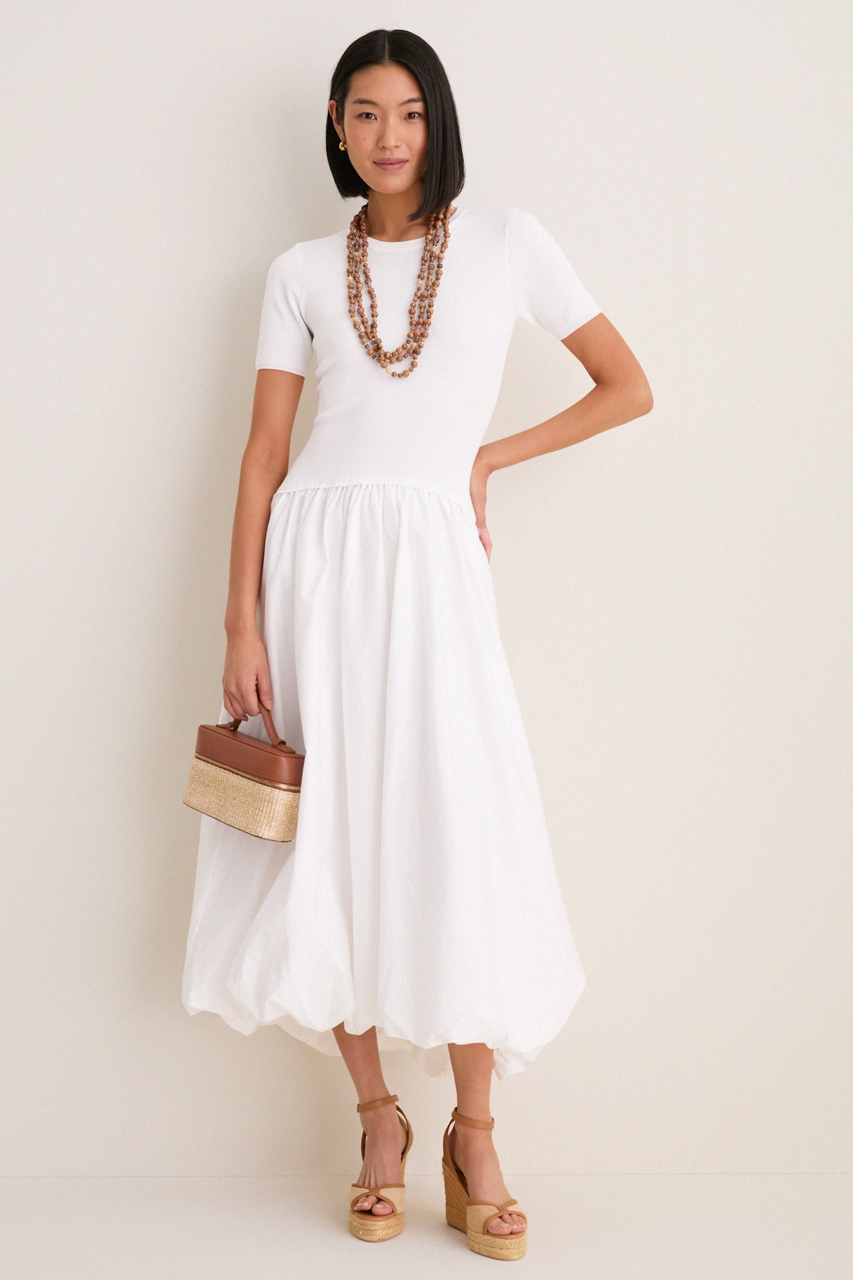 White Bubble Skirt Midi Dress | Moon River White Bubble Skirt Midi Dress | Moon River