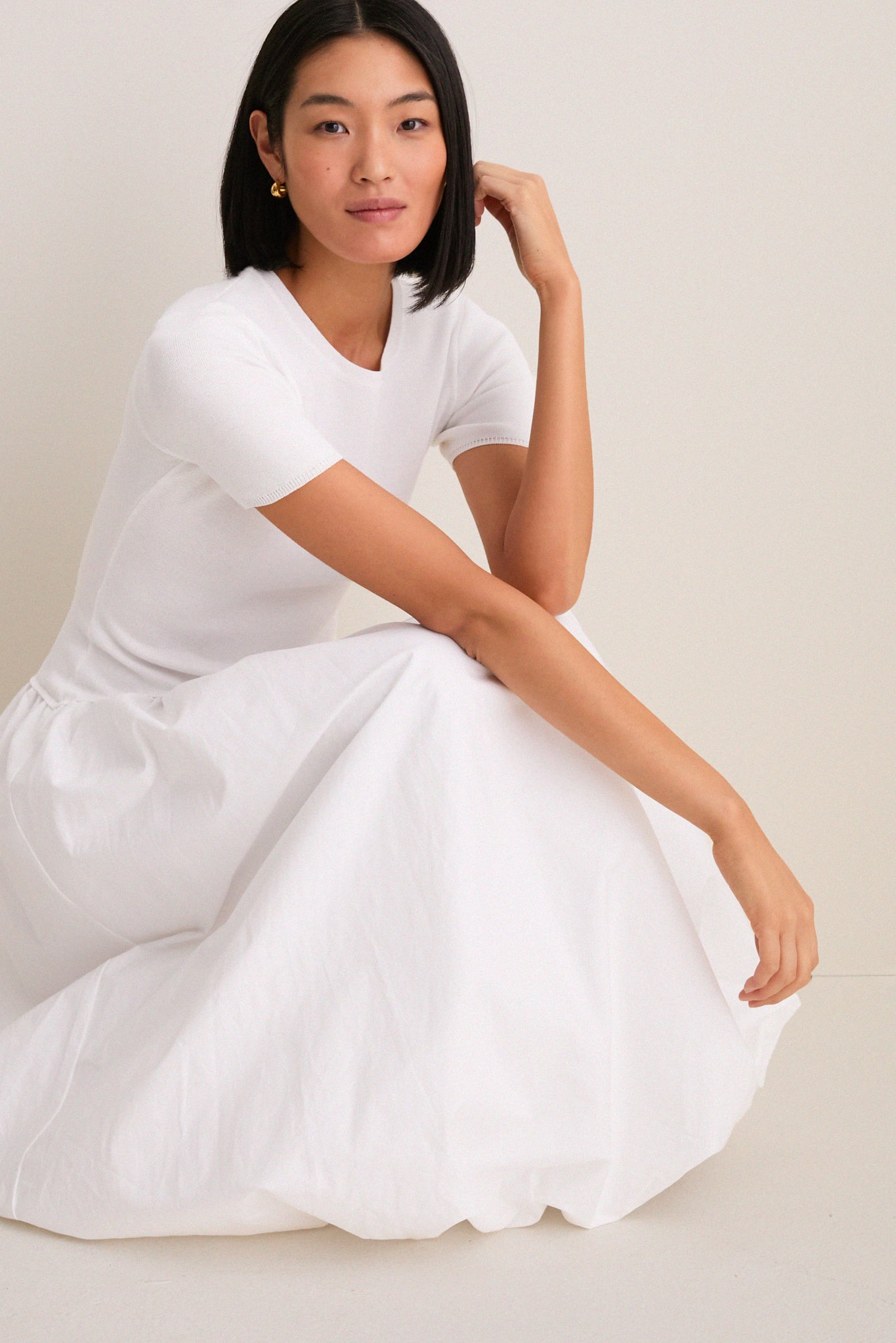 Moon River Women's Bubble Skirt Midi Dress - White - Size XS Moon River Women's Bubble Skirt Midi Dress - White - Size XS