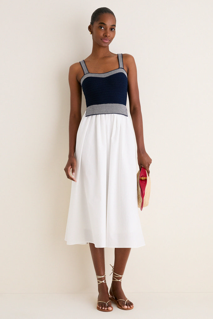 moon river ivory knit dress Navy and Off White Knit Top Midi Dress