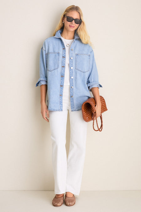 Soft Blue Organic Denim Overshirt