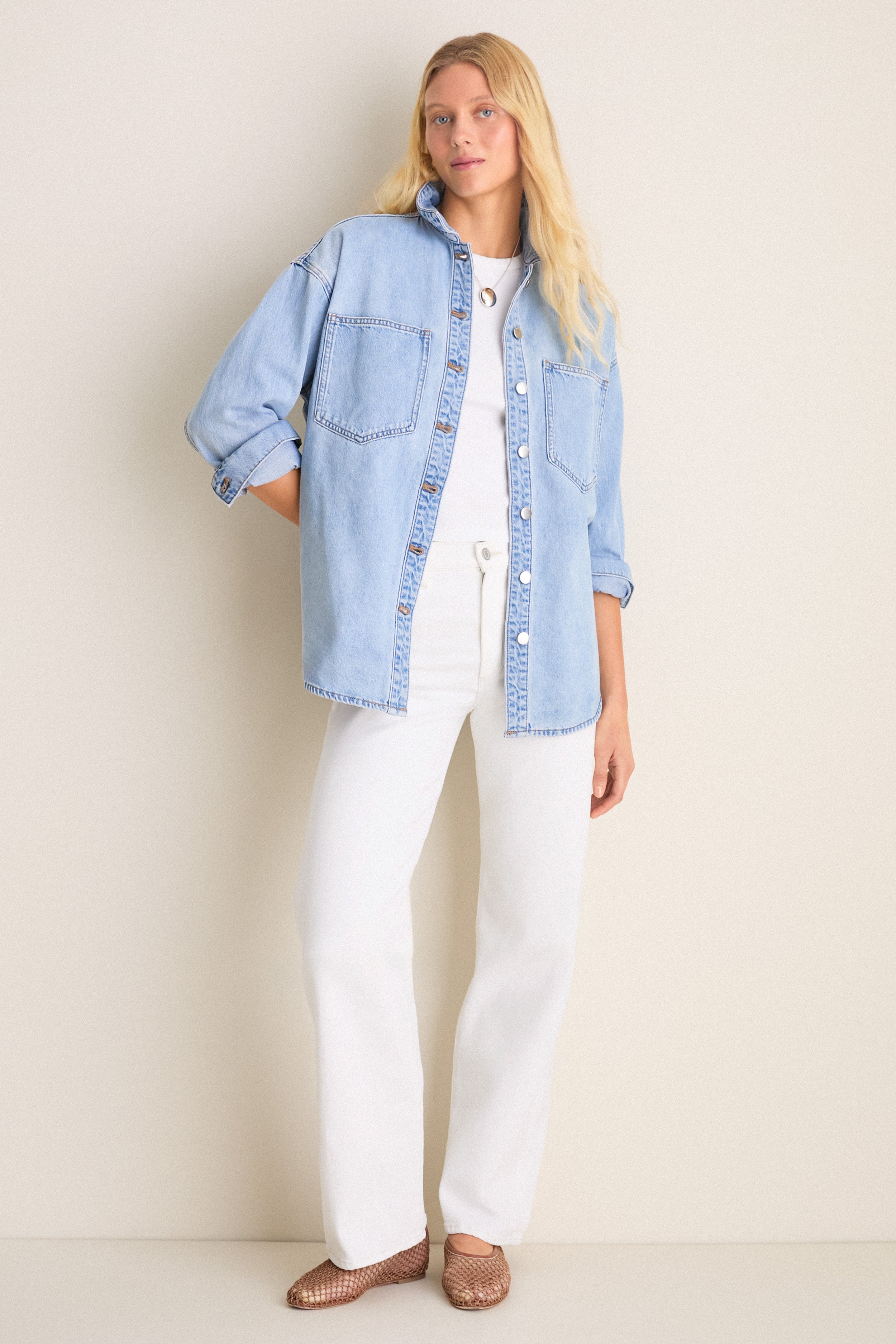Soft Blue Organic Denim Overshirt