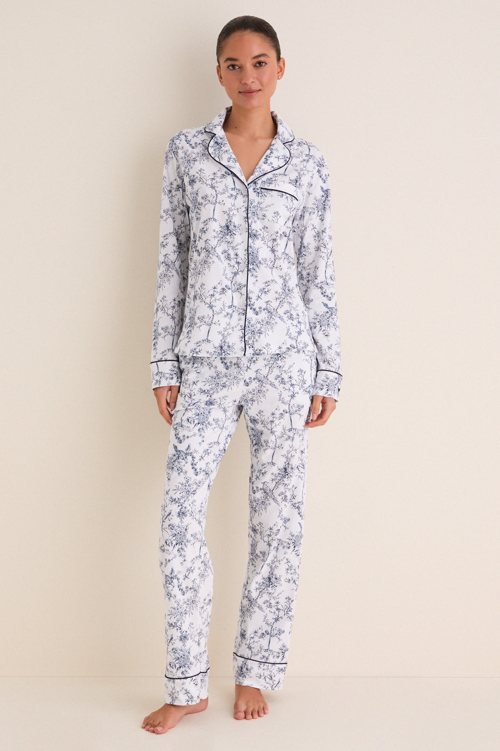 White Pima Cotton Timeless Toile Pajamas