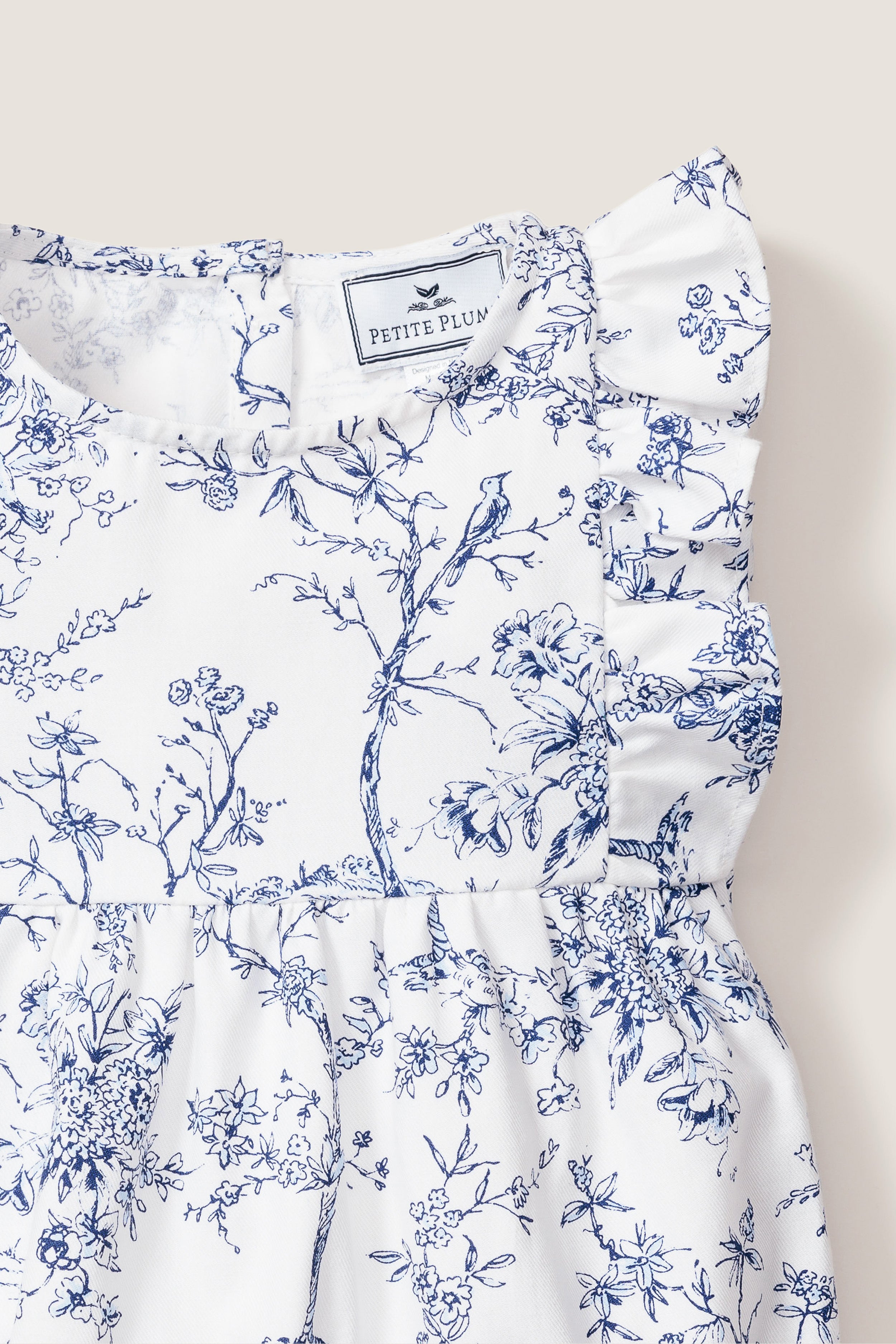 Children's White Timeless Toile Ruffled Romper