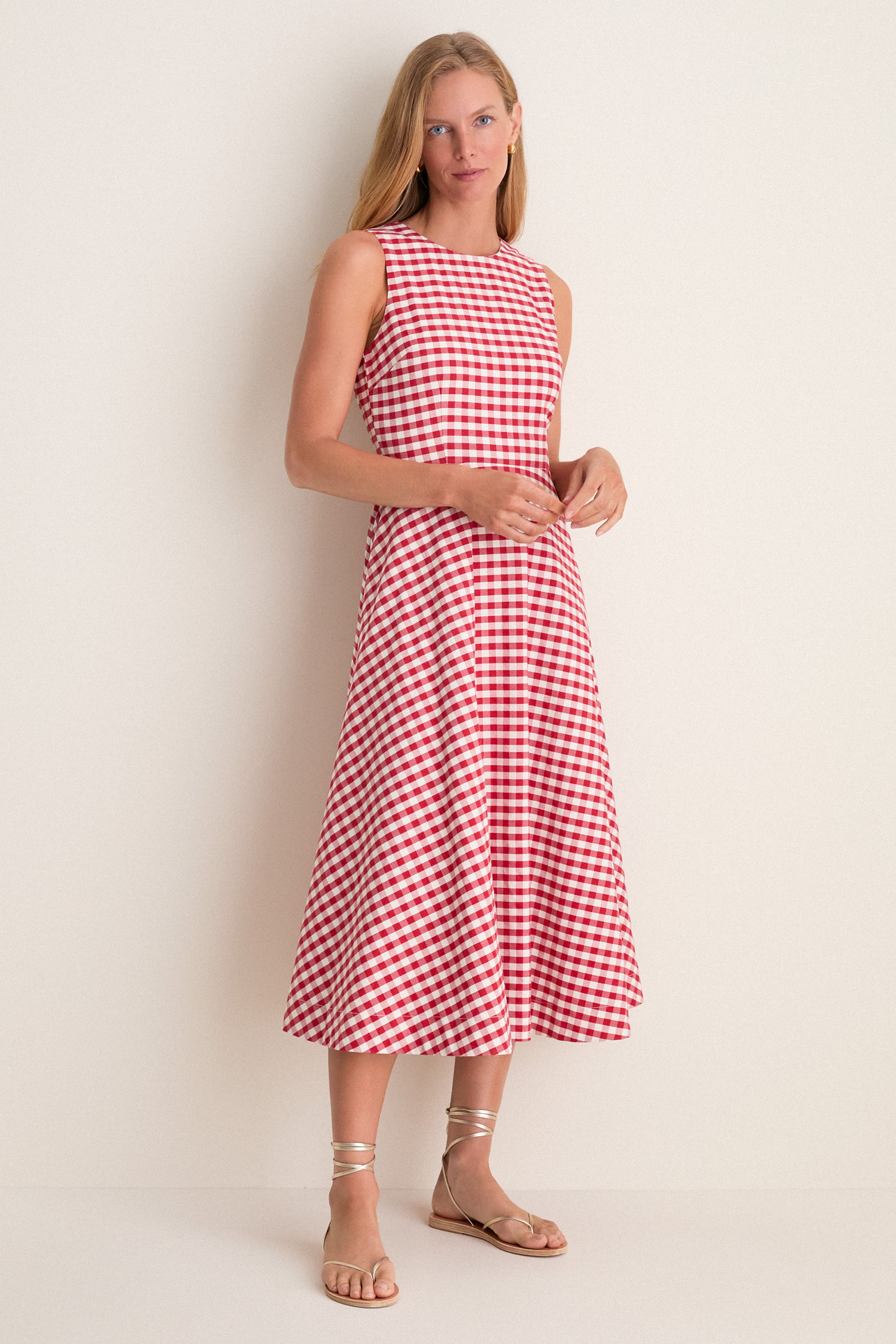 Apple Red Gingham Stella Midi Dress Apple Red Gingham Stella Midi Dress
