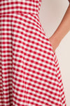 Apple Red Gingham Stella Midi Dress