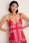 Red Sailboat Bandana Drop Waist Dress