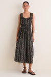 Black and Cream Token Floral Victorian Pleat Tank