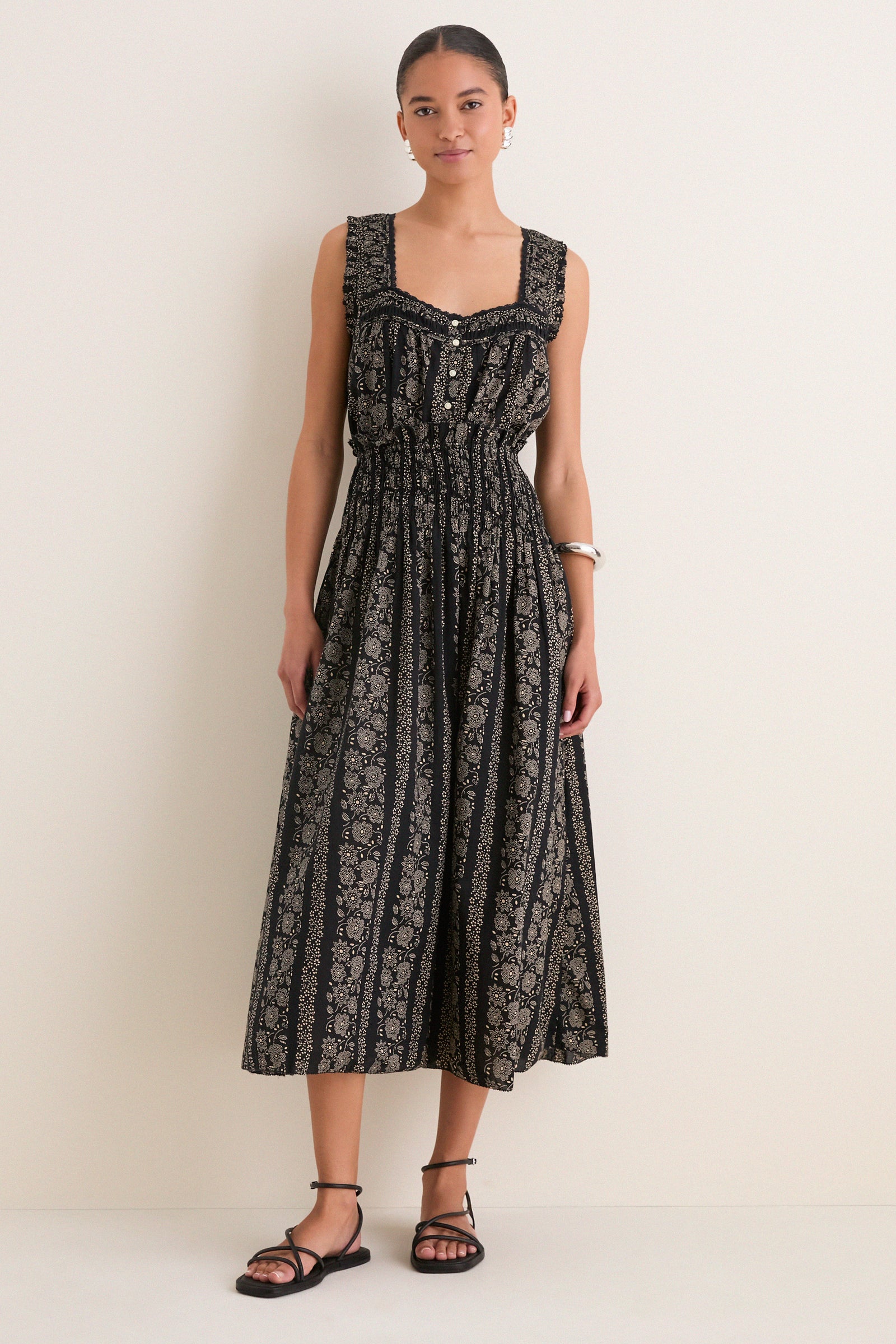 Black and Cream Token Floral Canary Skirt