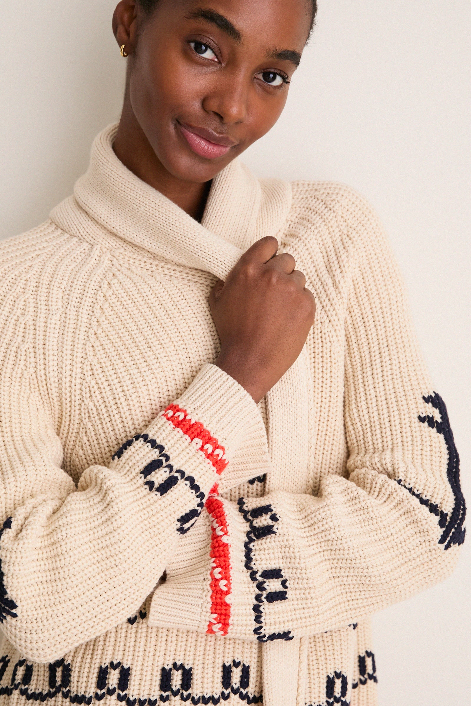 Cream Sailboat Lodge Cardigan