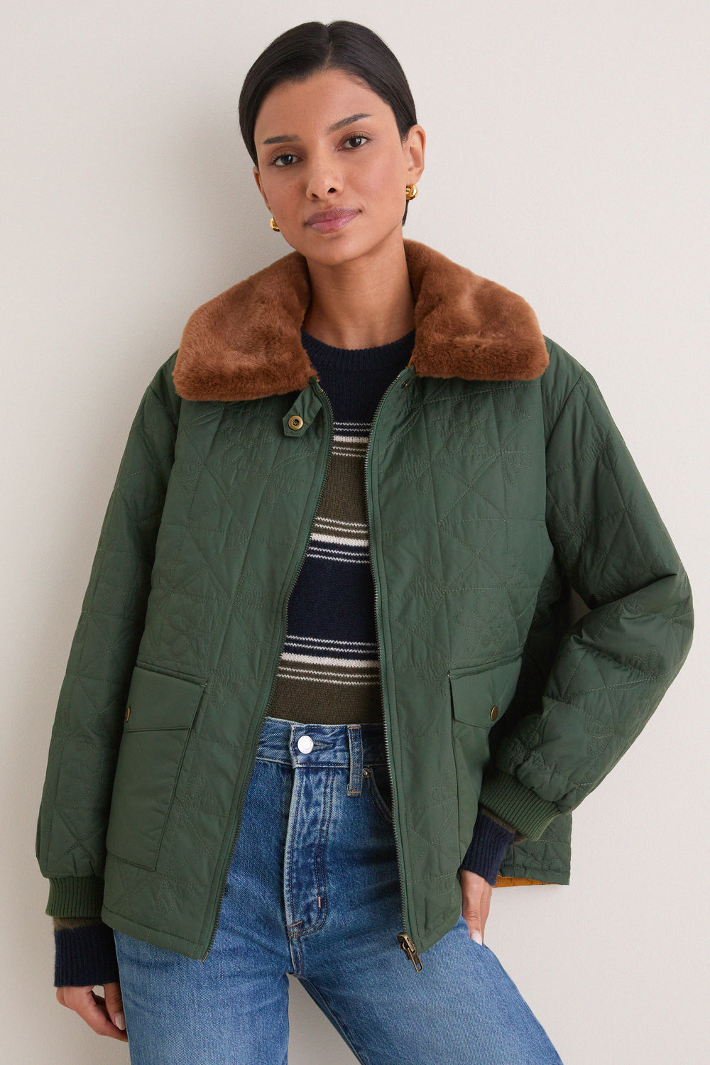 Pine and Amber Reversible Logger Puffer