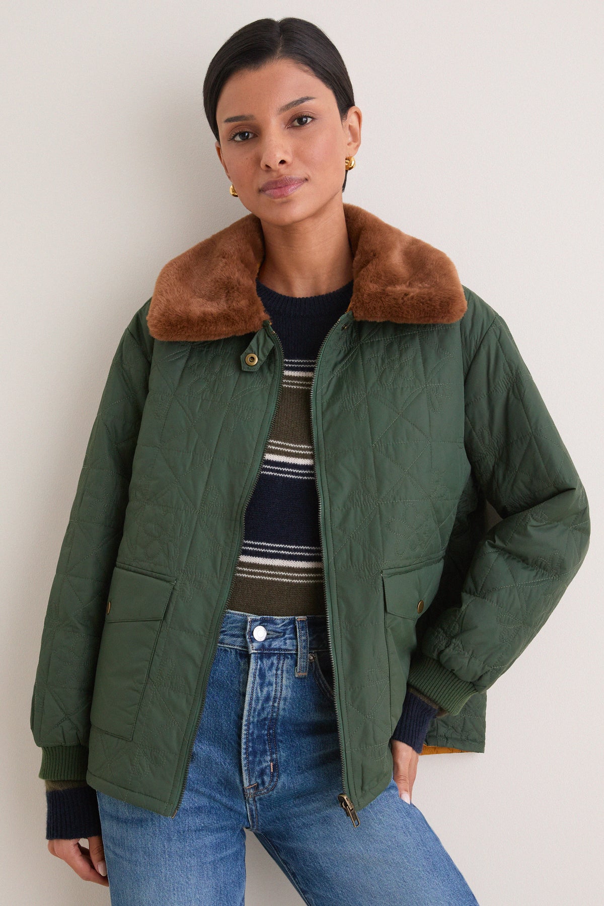 Pine and Amber Reversible Logger Puffer
