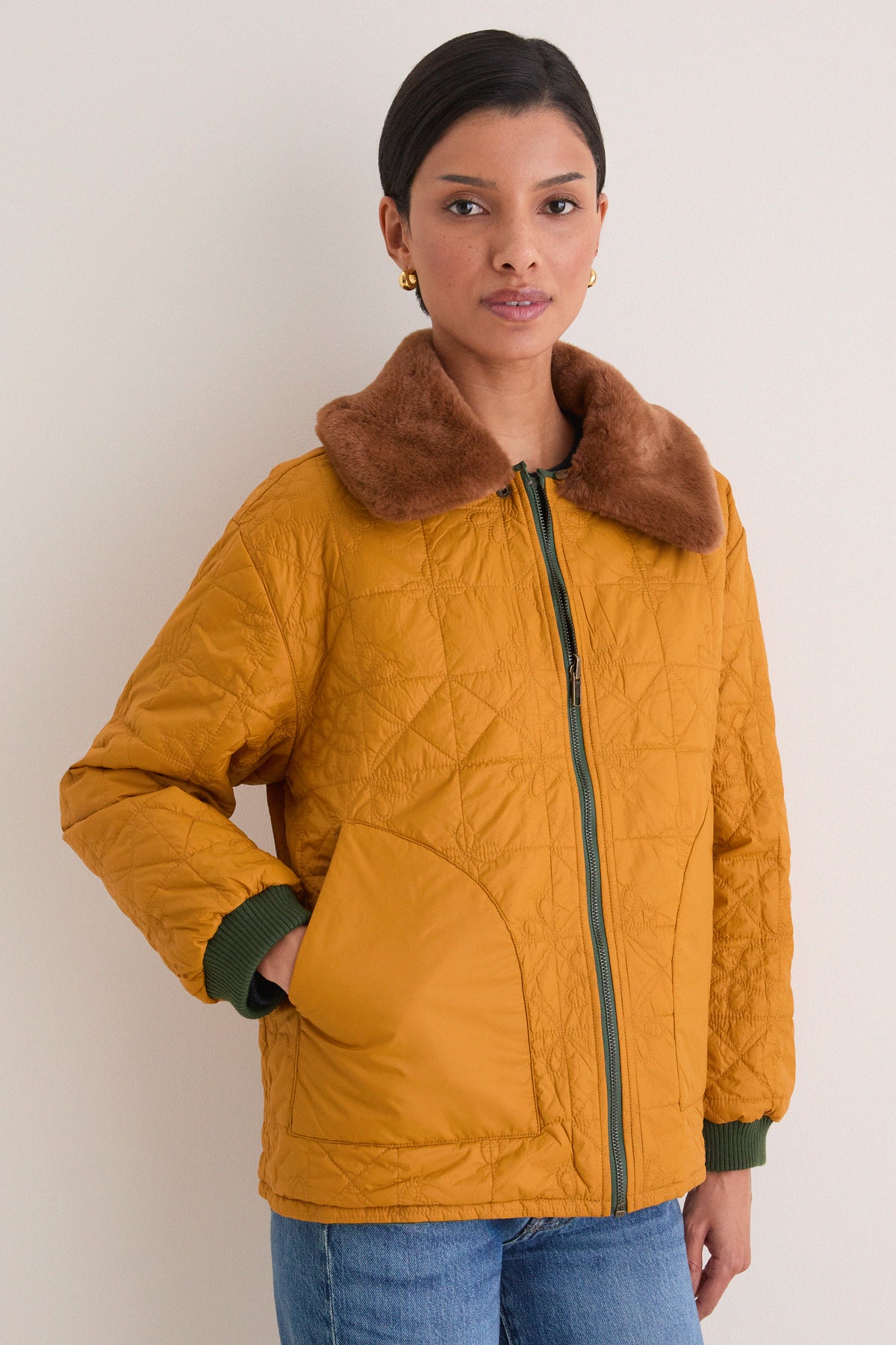 Pine and Amber Reversible Logger Puffer