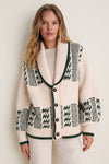 Cream and Forest Chalet Cardigan Sweater