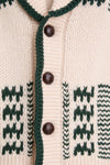 Cream and Forest Chalet Cardigan Sweater