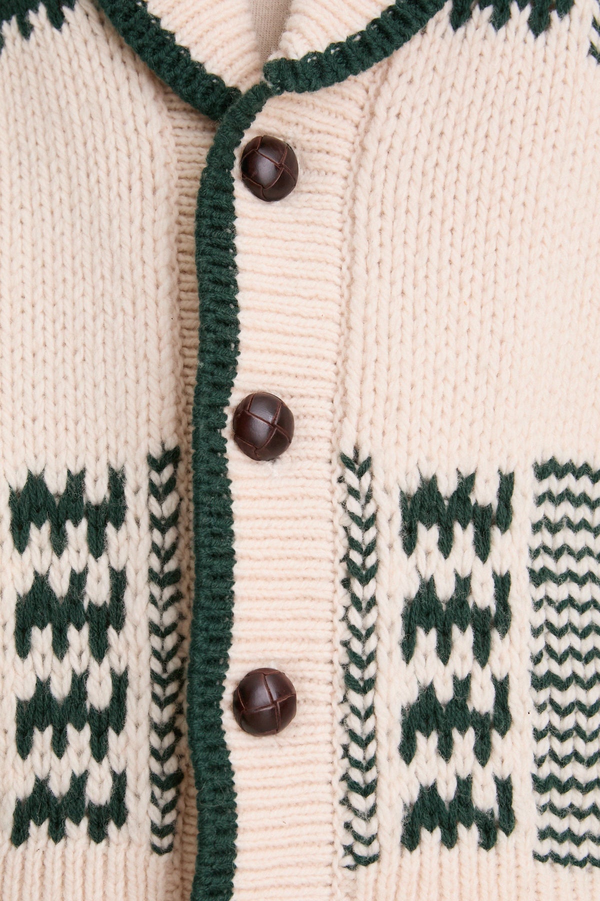 Cream and Forest Chalet Cardigan Sweater