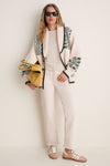 Cream and Forest Chalet Cardigan Sweater