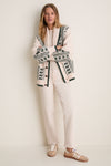 Cream and Forest Chalet Cardigan Sweater