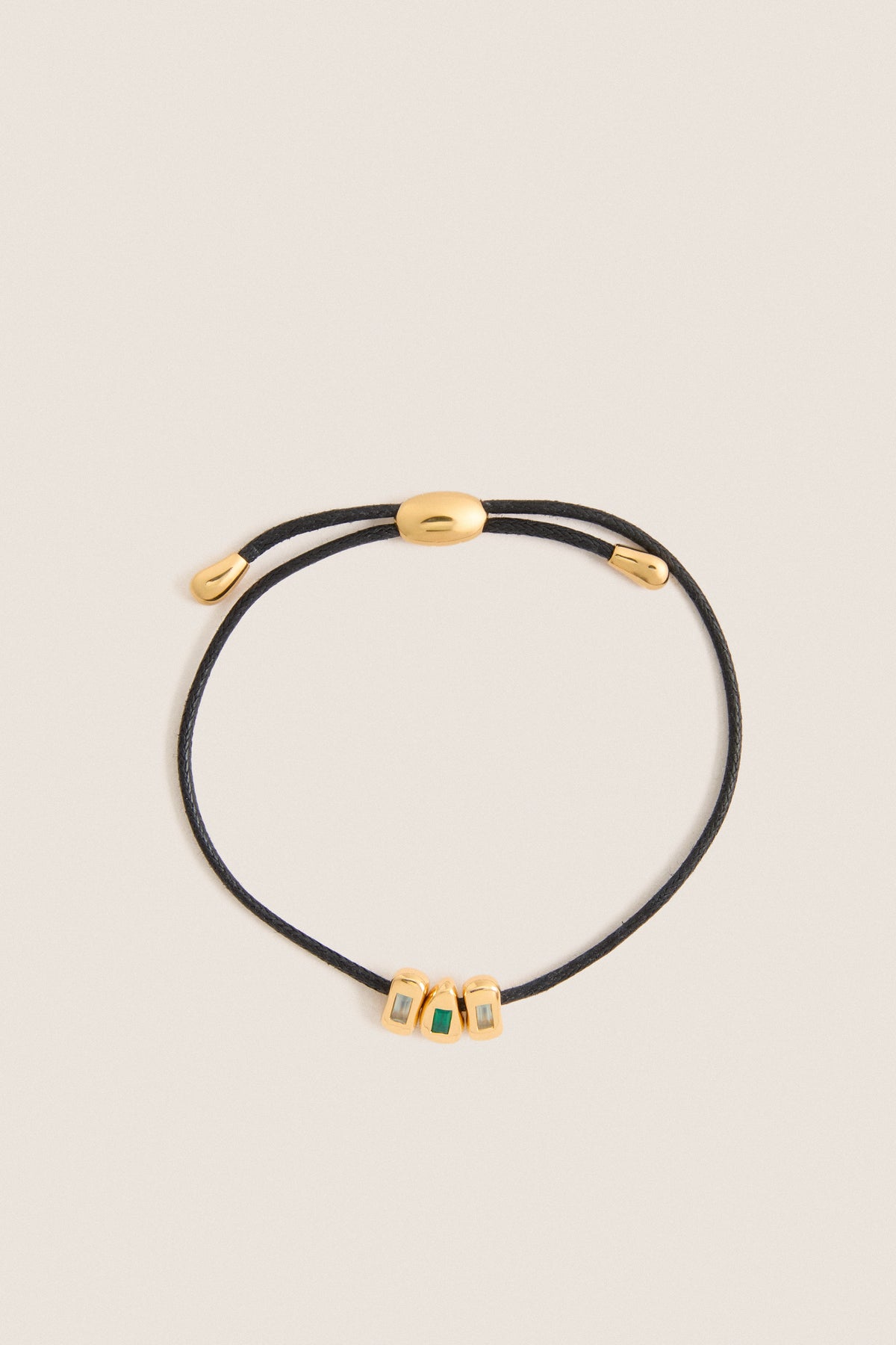 Gold Molten Gemstone Baguette Cord Bracelet