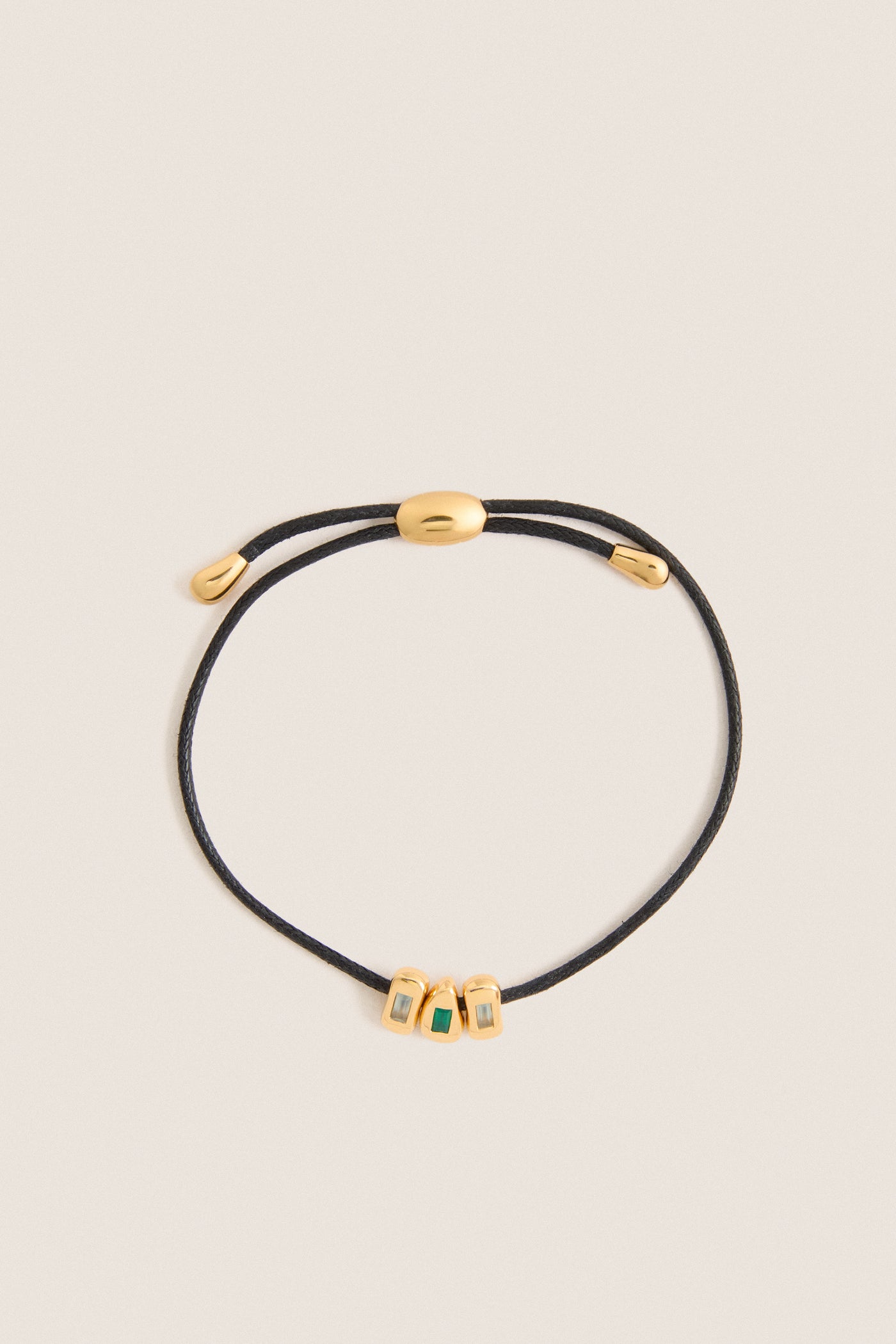 Gold Molten Gemstone Baguette Cord Bracelet