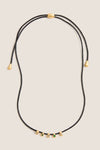 Gold Molten Gemstone Baguette Slider Cord Necklace