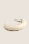 Classic Swirl Chalk Crescent Cuff featuring a smooth marbled finish and polished silver-tone accents, offering an effortless, high-end, and fun accessory to elevate any outfit.