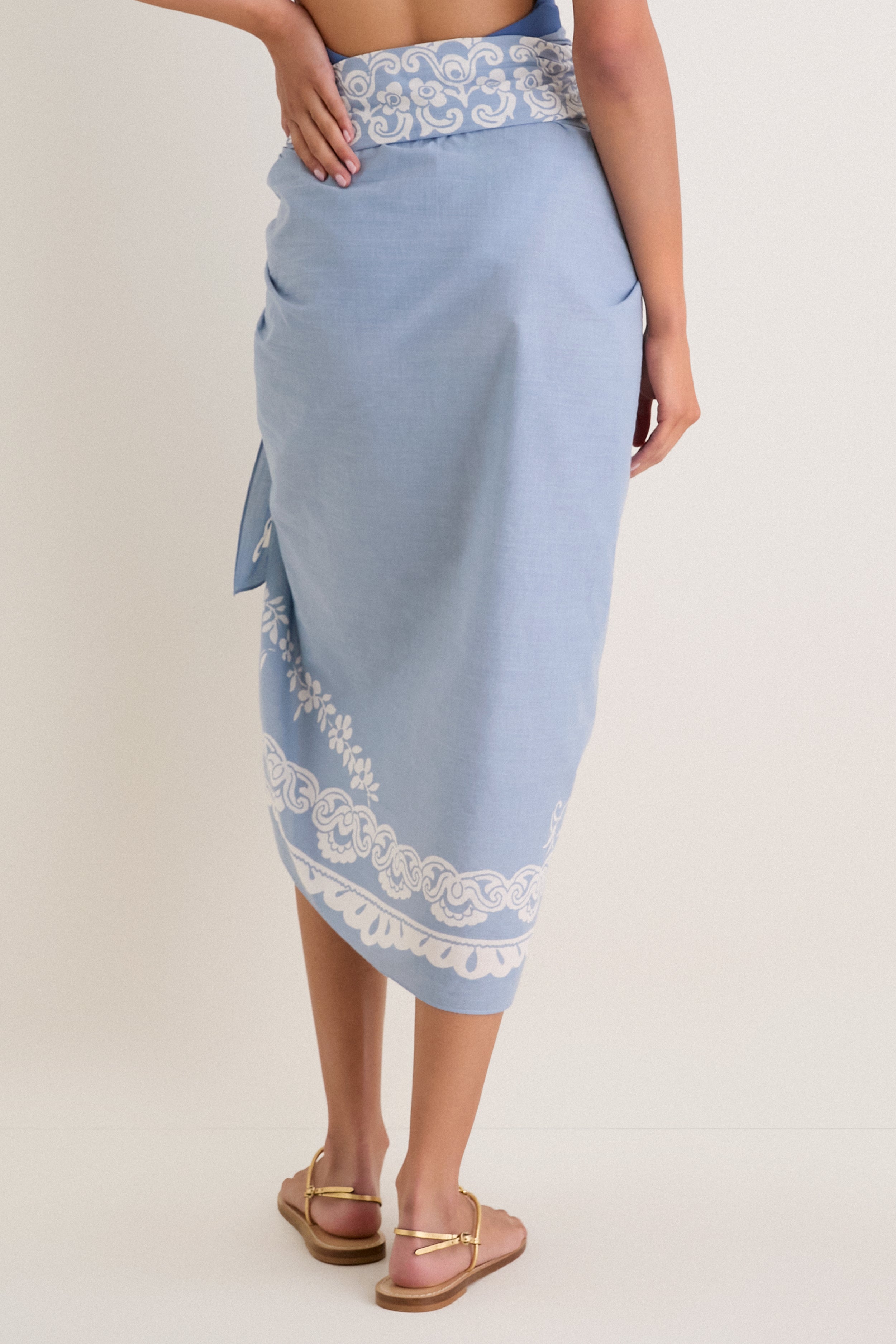 Washed Indigo Poolside Punch Cotton Pareo